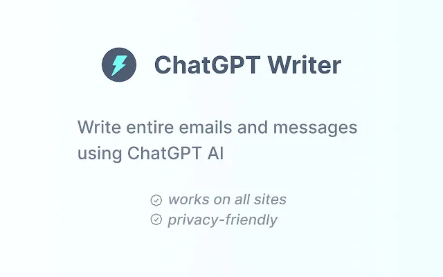 Captura da página inicial do ChatGPT Writer, extensão gratuita para gerar e-mails e mensagens