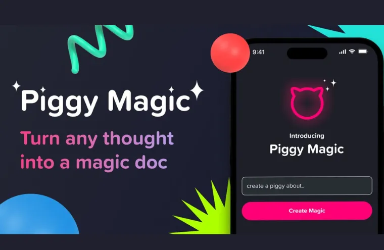 Captura da página inicial do Piggy Magic, gerador de páginas e apresentações com IA