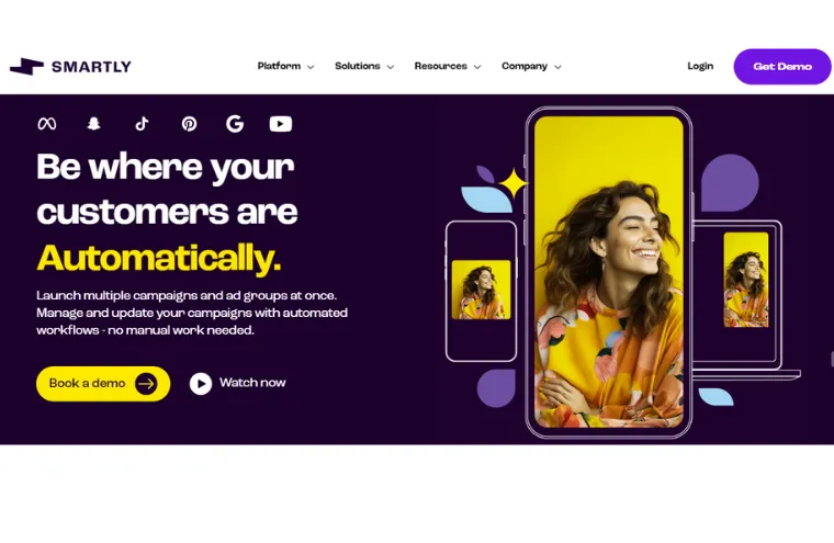 Captura da página inicial do Smartly.IO
