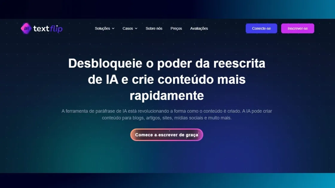 Captura da página inicial do TextFlip