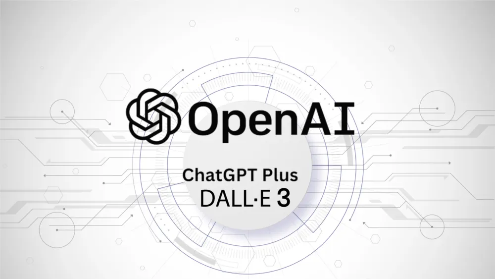 Logo da OpenAI com os textos ChatGPT Plus e DALL-E 3