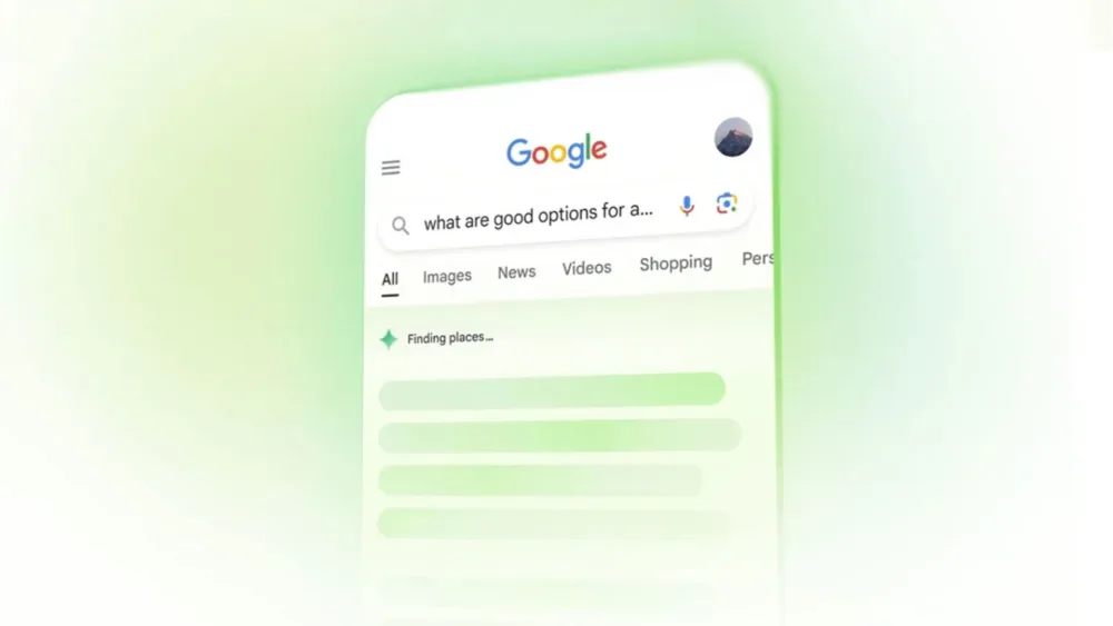 Tela de busca do Google exibindo uma resposta de IA Overviews sendo carregada