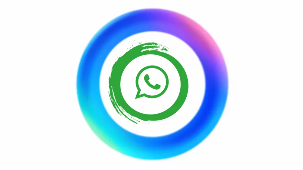 Logo do WhatsApp dentro de um anel colorido do Meta AI