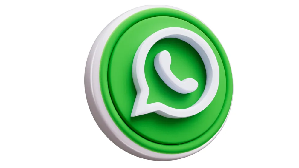 Ícone 3D do WhatsApp em relevo, com efeito de botão circular