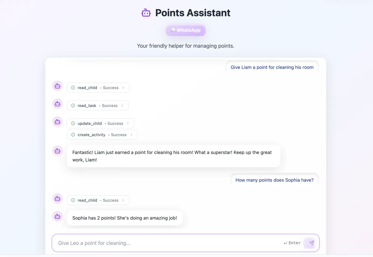 Agente de IA de um app do Base44 respondendo pelo chat, depois de consultar e atualizar os registros do app
