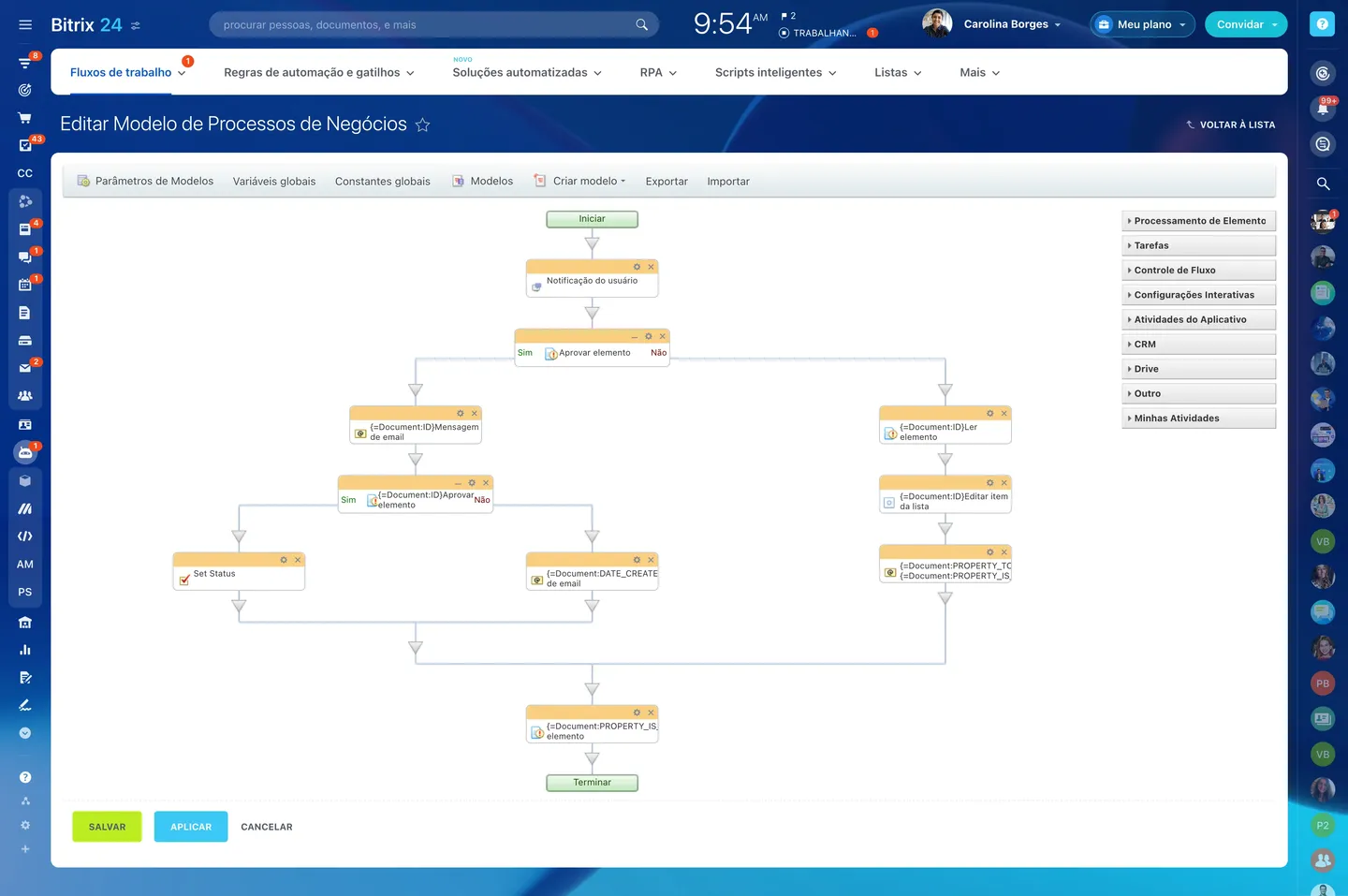 Editor de processo de negócio no Bitrix24