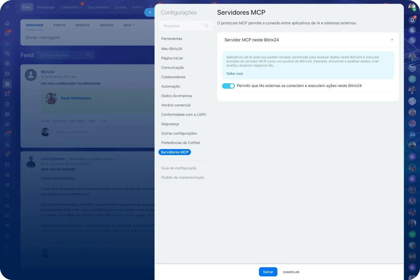 Configuração de servidores MCP no Bitrix24
