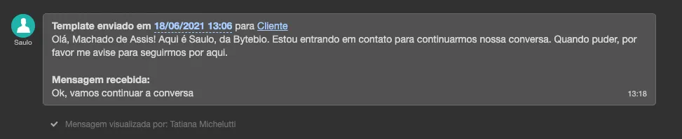 Bitrix24 empresa: El mensaje del cliente se muestra como respuesta en el chat de la empresa Bitrix24.