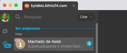 Bitrix24 empresa: La solicitud se muestra en el sistema de chat de la empresa, en canales abiertos, en el Bitrix24.