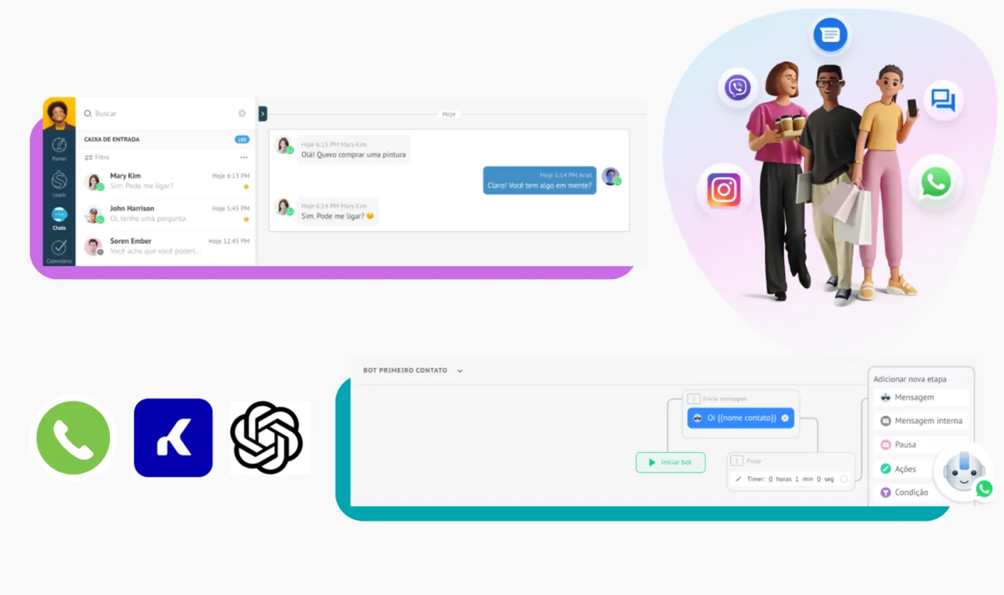 интеграция Kommo с ChatGPT + WhatsApp
