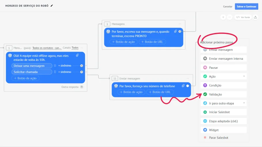 Шаг 5. Как настроить Salesbot в Kommo CRM с чат-ботом для WhatsApp, Instragram, Facebook, Viber, Telegram, Skype и других каналов.
